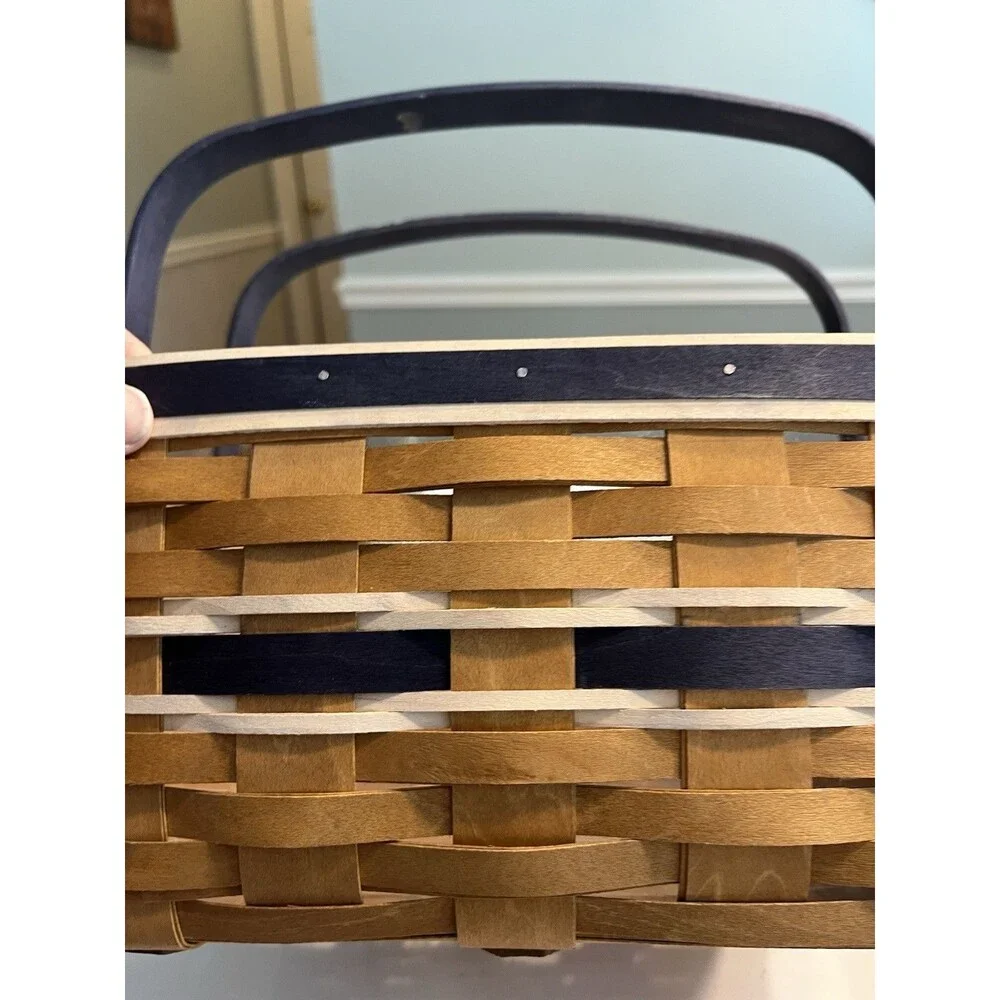Longaberger Penn State Cake Basket Protector Riser Lid Blue Double Swing Handles
